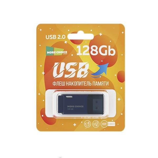 Флэш диск 128 GB USB 2.0 More Choice MF128 синий с колпачком