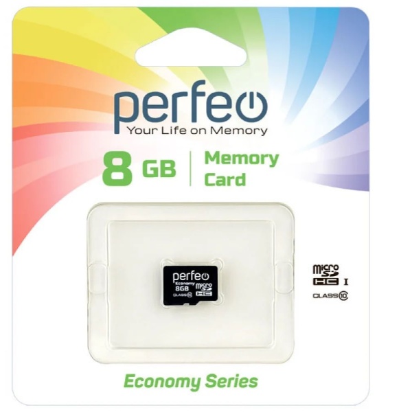 Флэш карта microSDHC 8 GB Perfeo Class 10 без адаптера