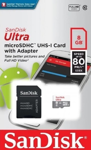 Флэш карта MicroSD Sandisck Ultra 8GB UHS-I Card with Adapter