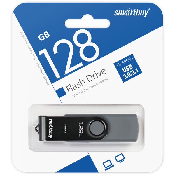 Флэш диск 128 GB USB 3.0/3.1 SmartBuy Twist Dual Type-C/Type-A (SB128GB3DUOTWK)