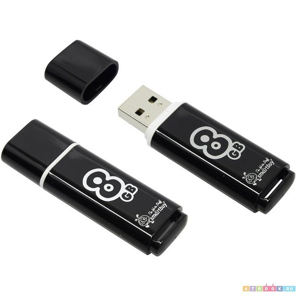 Флэш диск 8 GB USB 2.0 SmartBuy Glossy Black с колпачком