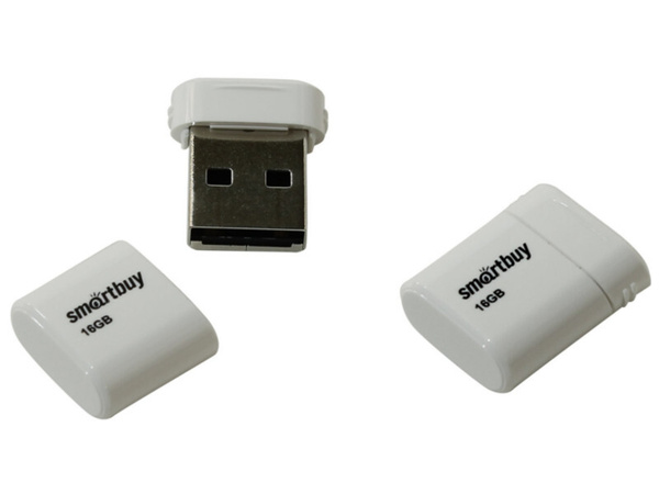 Флэш диск 16 GB USB 2.0 SmartBuy Lara White с колпачком