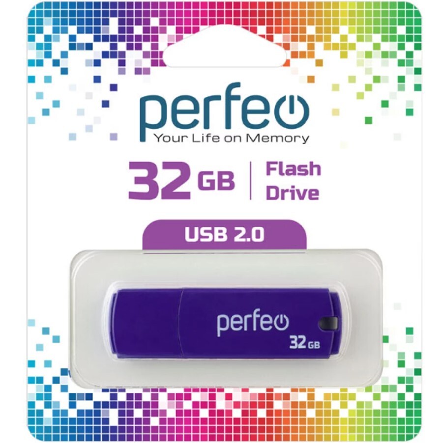 Флэш диск 32 GB USB 2.0 Perfeo C05 Blue с колпачком