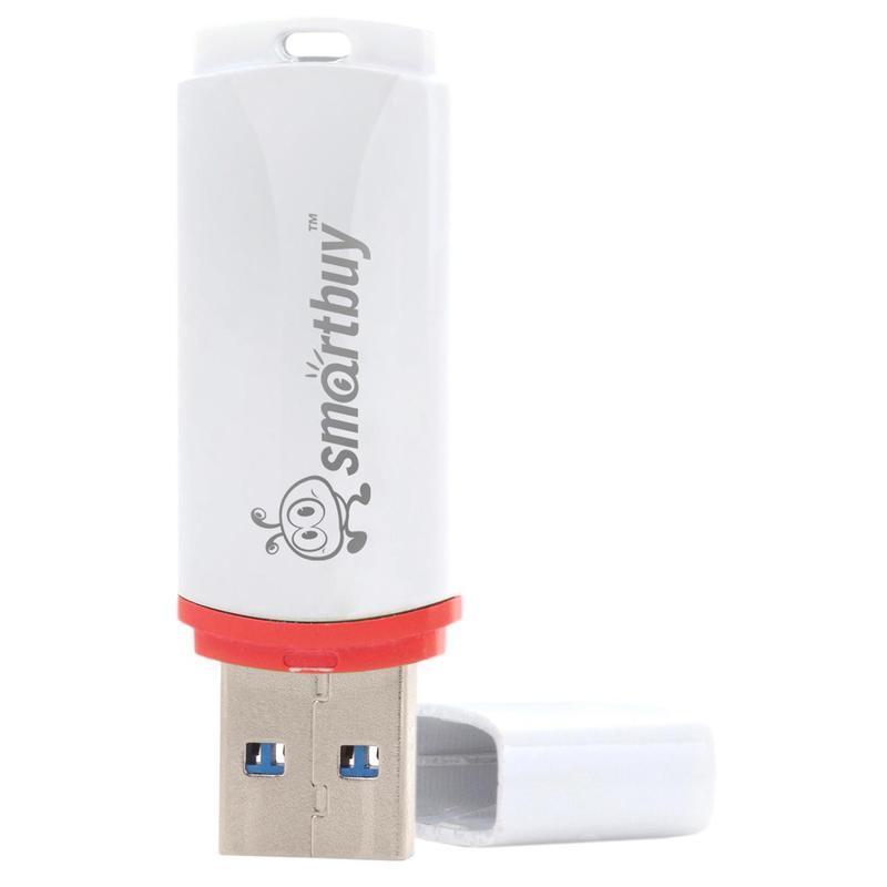 Флэш диск 4 GB USB 2.0 SmartBuy Crown White с колпачком