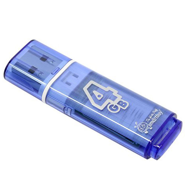 Флэш диск 4 GB USB 2.0 SmartBuy Glossy Blue с колпачком