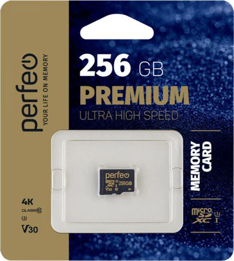 Флэш карта microSDXC 128 GB Perfeo Class 10 с адаптером