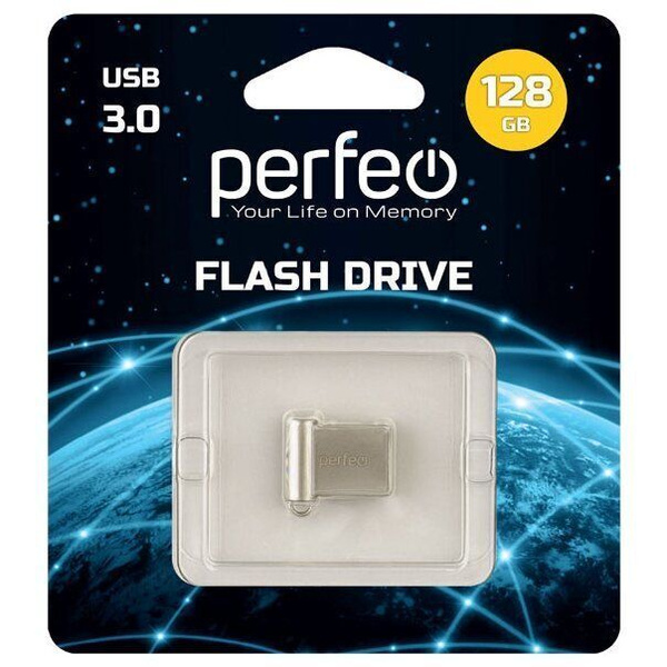 Флэш диск 128 GB USB 3.0 Perfeo M06 Silver metal series +TypeC reader