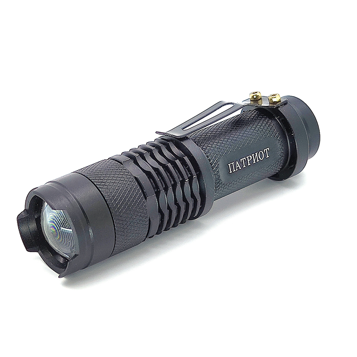Фонарь Патриот PT-FLR02 1 светодиод CREE аккумулятор 14500 ZOOM, сетевое ЗУ для зарядки аккумулятора