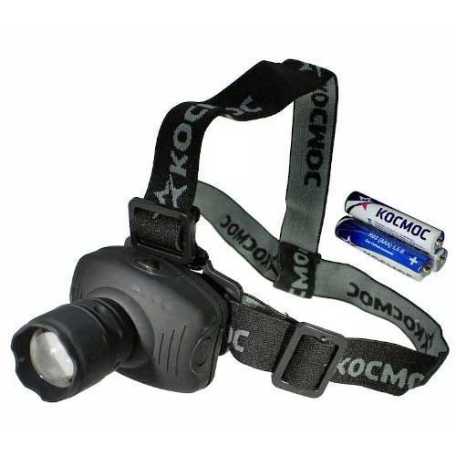 Фонарь налобный Космос KocH3WZoo 1 светодиод (1х3W XPE), литиевый аккумулятор 1200mAh с зумом, заряд