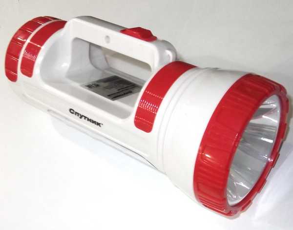 Фонарь-прожектор Спутник AFP807-5W 1х5Вт+30 (6Вт) светодиодиодов, аккумулятор 1100mAh 4V разъём для 