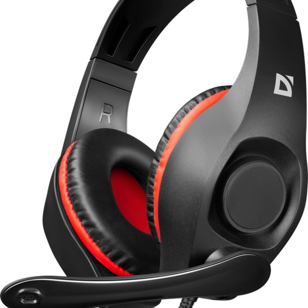 Наушники с микрофоном Defender "Tune" 130 полноразмерные, кабель 2,1м, 2x3,5мм Jack, регулятор красн