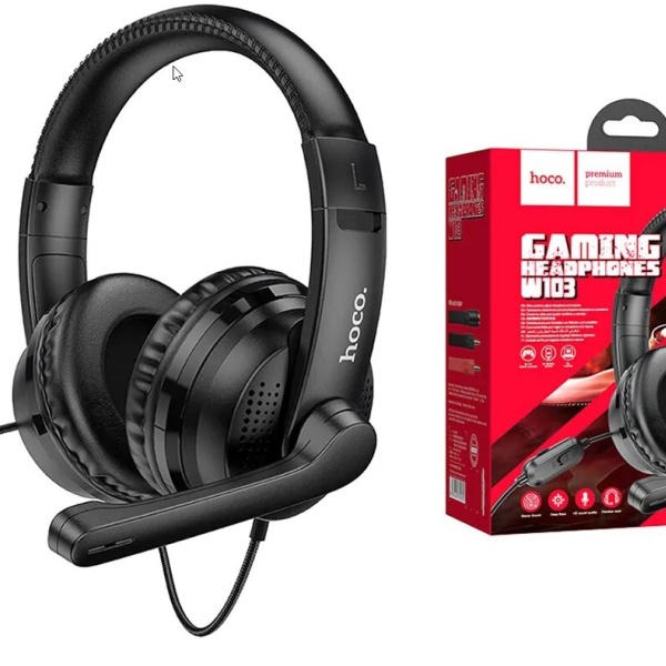 Наушники с микрофоном HOCO W103 Magic tour полноразмерные, кабель 1,2м, 3,5мм 4-pin Jack, черный 