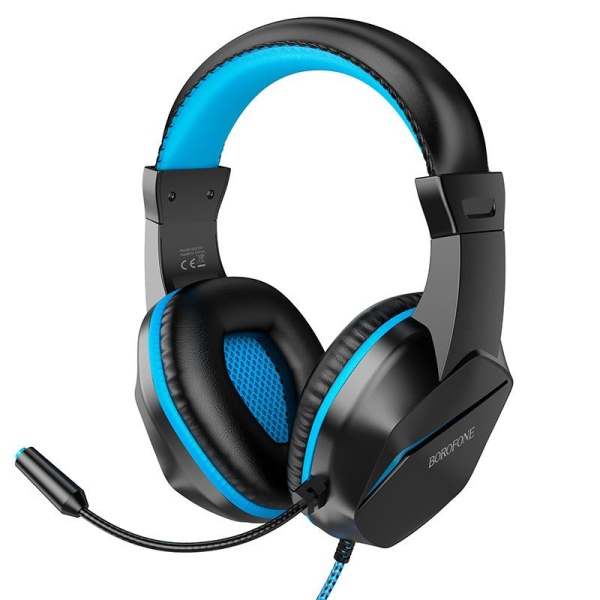 Наушники с микрофоном Borofone BO104 Phantom gaming накладные, кабель 1,2м, 3,5мм 4-pin Jack, синий