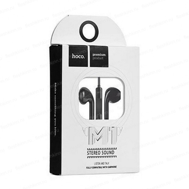 Наушники с микрофоном HOCO M1 PRO внутриканальные, кабель 1,2м, 3,5мм 4-pin Jack, кнопка вызова, чер