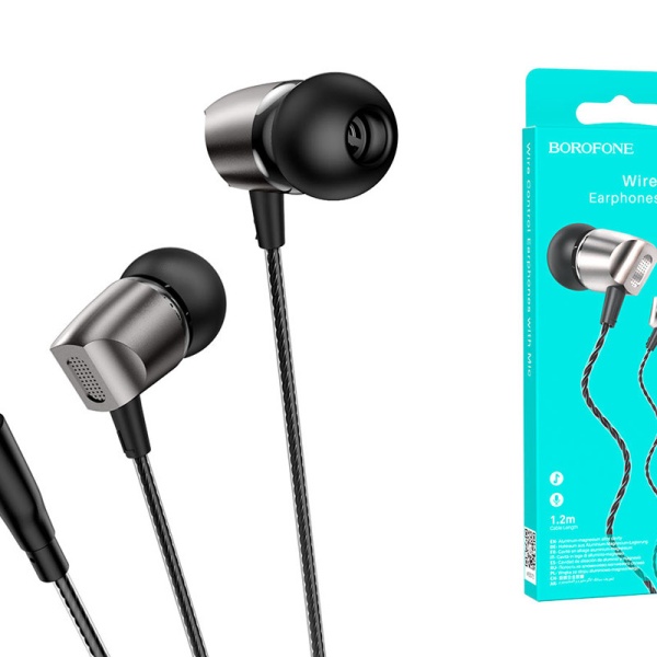 Наушники с микрофоном Borofone BM66 New sound внутриканальные, кабель 1,2м, 3,5мм 4-pin Jack, черный