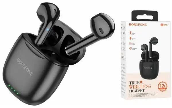 Наушники беспроводные Borofone BW17 Only Me вкладыши, Bluetooth V5.1, кейс для хранения и черный