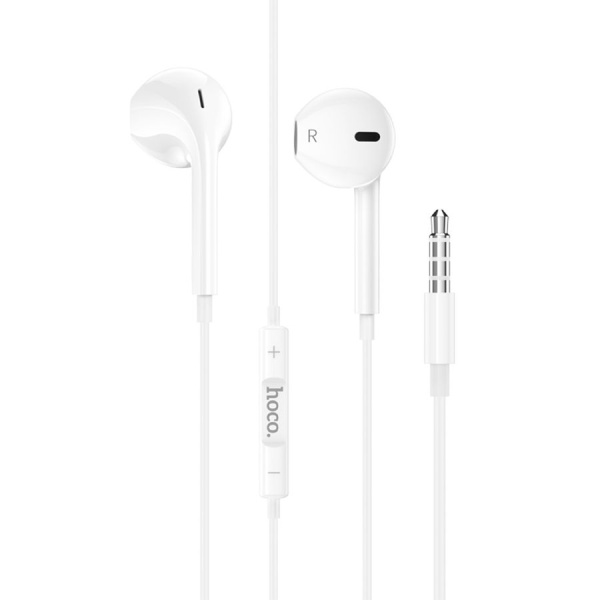 Наушники с микрофоном HOCO M101 Crystal вкладыши, кабель 1,2м, 3,5мм 4-pin Jack, кнопка вызова, белы