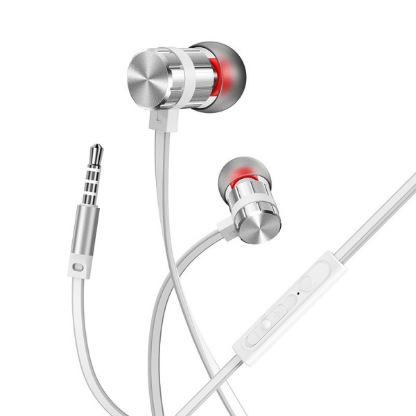 Наушники с микрофоном Borofone BM48 Acoustic внутриканальные, кабель 1,2м, 3,5мм 4-pin Jack, серебр 