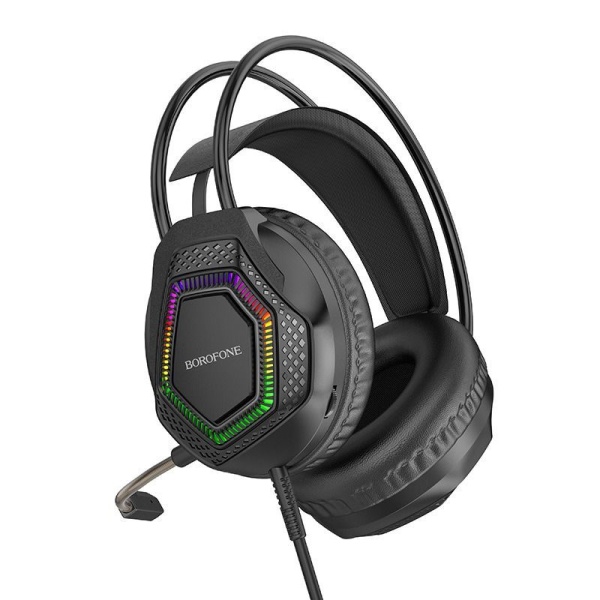 Наушники с микрофоном Borofone BO105 Thunder полноразмерные, кабель 2м, 3.5мм Jack + USB, регулятор 