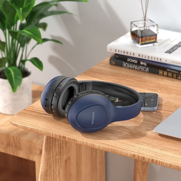 Наушники беспроводные Borofone BO19 Kohler полноразмерные, Bluetooth 5.3, коробка, синий
