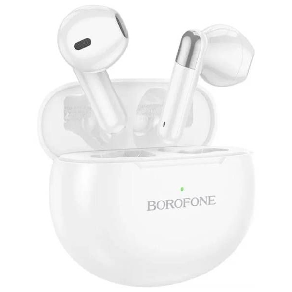 Наушники беспроводные Borofone BW28 Illusion вкладыши, Bluetooth V5.3, кейс для хранения и белый