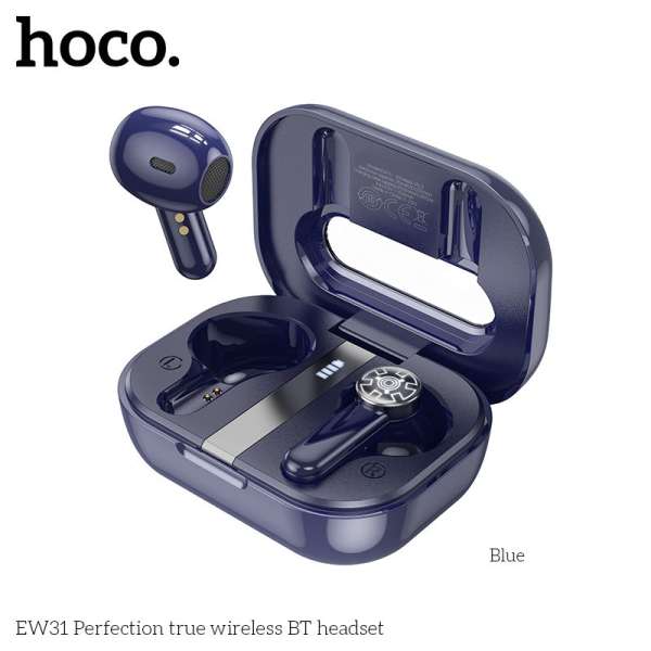 Наушники беспроводные HOCO EW31 Perfection внутриканальные, Bluetooth V5.3 кейс для хранения синий
