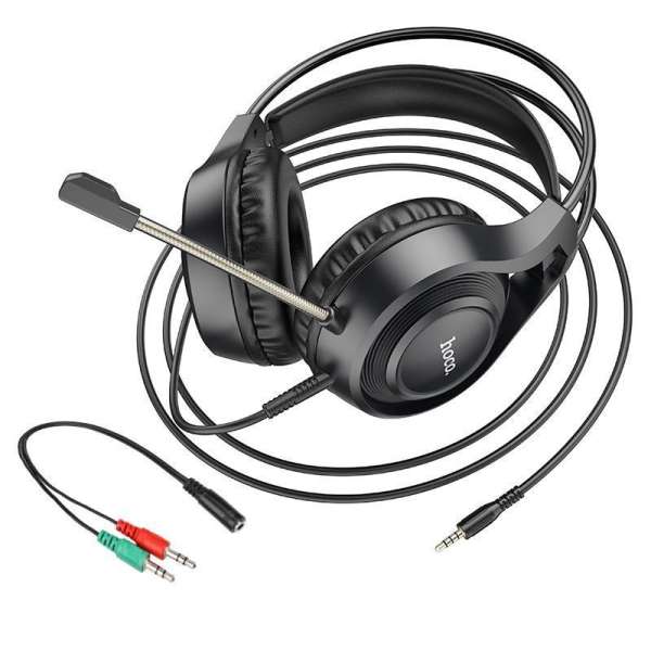 Наушники с микрофоном HOCO W106 Tiger полноразмерные, кабель 1,2м, 3,5мм 4-pin Jack, регулятор громк
