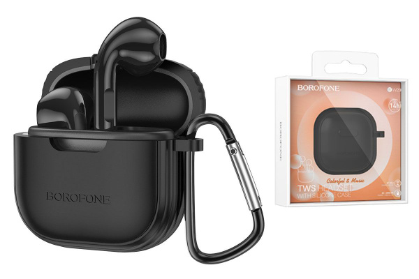 Наушники беспроводные Borofone BW29 Charm вкладыши, Bluetooth V5.3 кейс для хранения черный