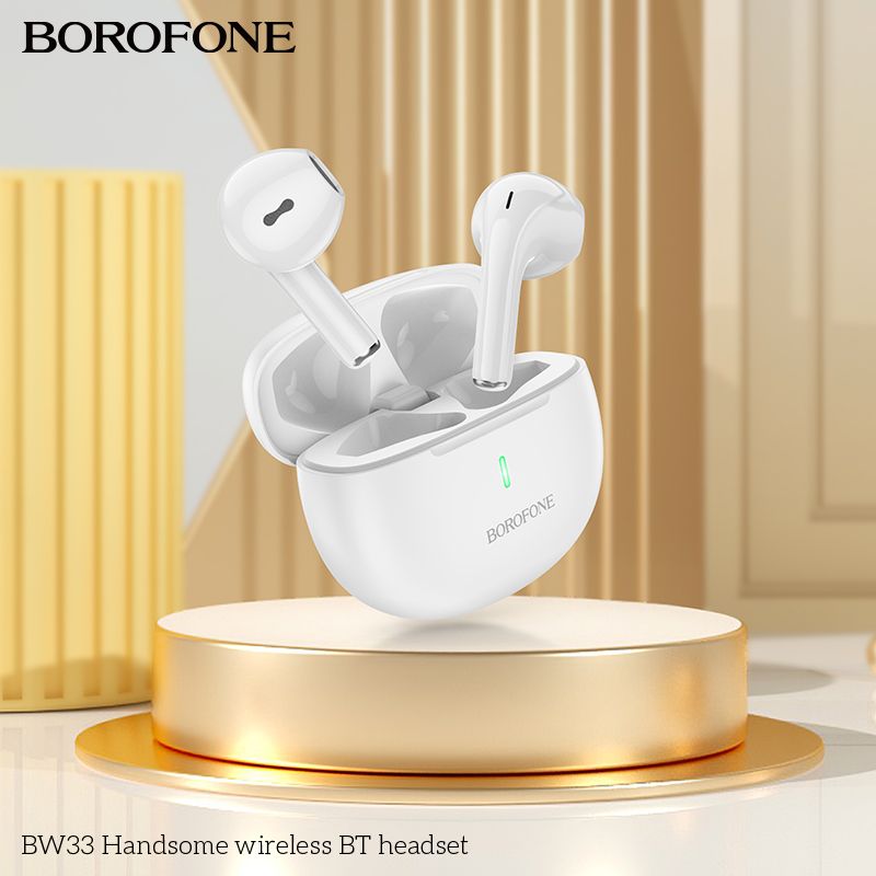 Наушники беспроводные Borofone BW33 вкладыши, Bluetooth V5.3 кейс для хранения и зарядки белый