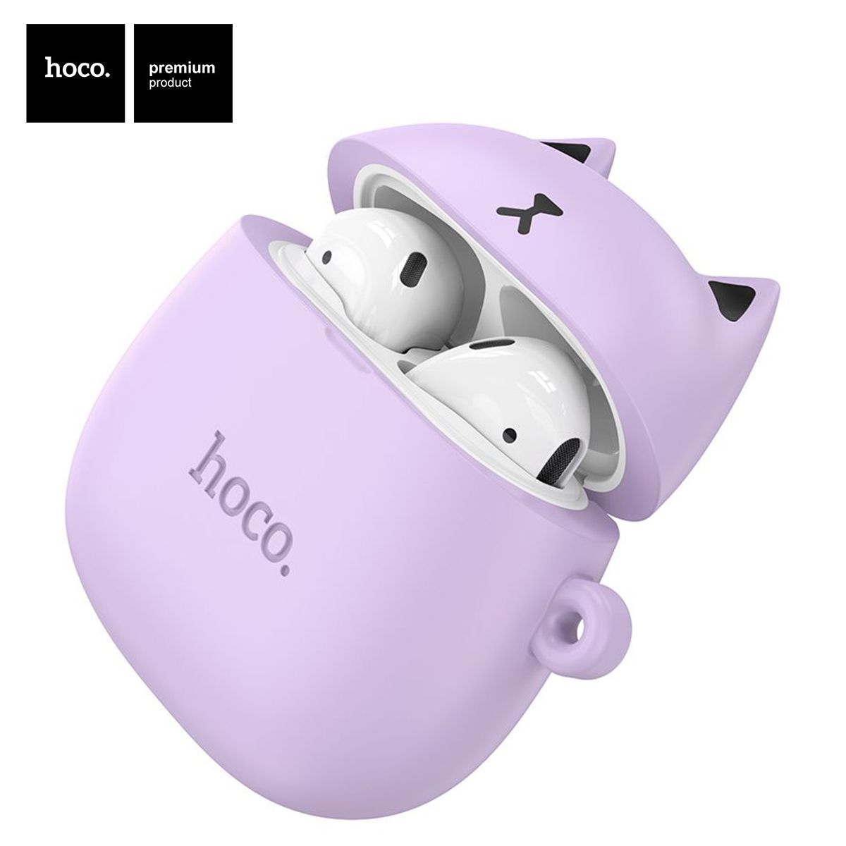 Наушники беспроводные HOCO EW45 Lilac Cat внутриканальные, Bluetooth V5.3 кейс для хранения фиолетов