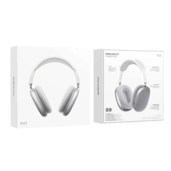 Наушники беспроводные Borofone BO22 Elegant полноразмерные, Bluetooth 5.3, коробка, серебряный