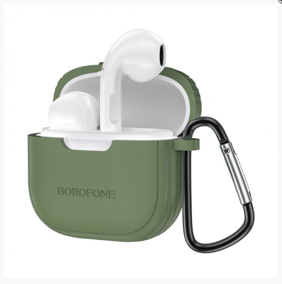 Наушники беспроводные Borofone BW29 Charm вкладыши, Bluetooth V5.3 кейс для хранения и зеленый