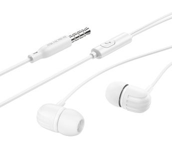 Наушники с микрофоном Borofone BM77 внутриканальные, кабель 1,2м, 3,5мм 4-pin Jack, кнопка белый