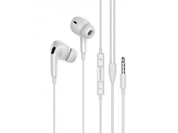 Наушники с микрофоном Borofone BM80 Magnificent внутриканальные, кабель 1,2м, 3,5мм 4-pin Jack, белы