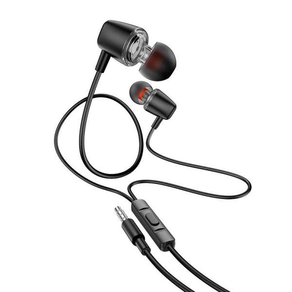 Наушники с микрофоном HOCO M107 Discoverer внутриканальные, кабель 1,2м, 3,5мм 4-pin Jack, черный