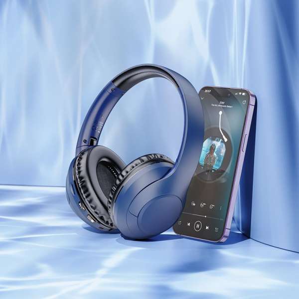 Наушники беспроводные Borofone BO23 Glamour полноразмерные, Bluetooth 5.3, синий коробка