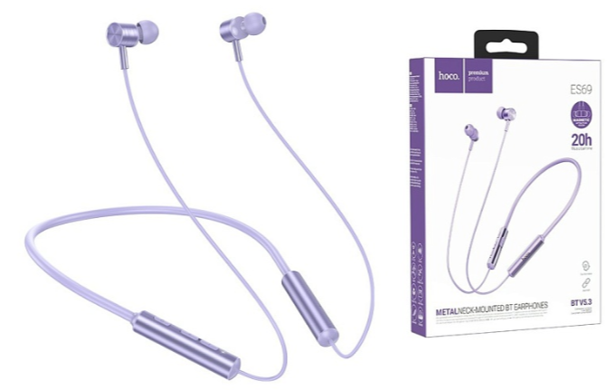 Наушники беспроводные HOCO ES69 внутриканальные, Bluetooth 5,3, 200 мАч фиолетовый, коробка