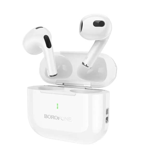Наушники беспроводные Borofone BW58 вкладыши, Bluetooth V5.3, кейс для хранения и зарядки белый
