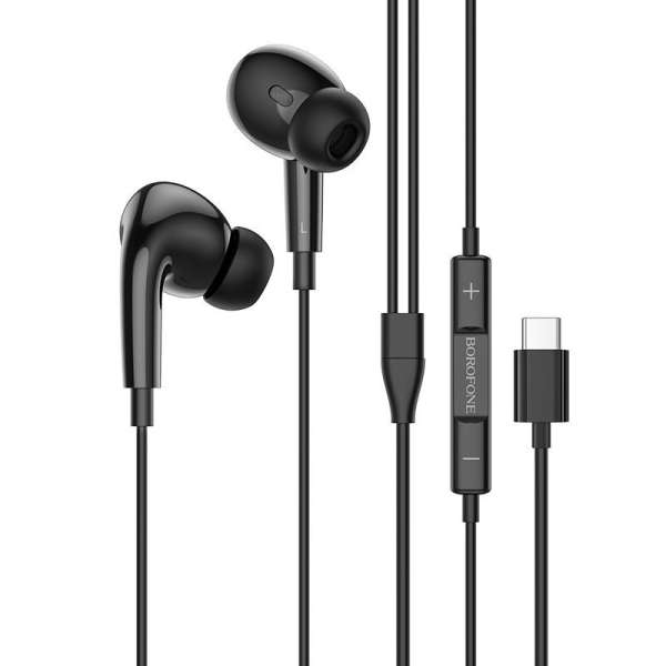 Наушники с микрофоном Borofone BM80 Pro Elegant внутриканальные, кабель 1,2м, 3,5мм 4-pin Jack, черн