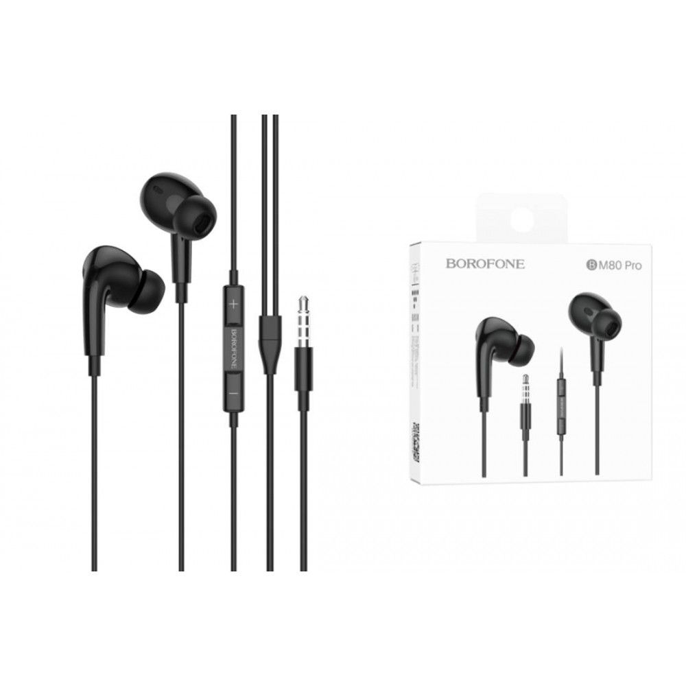 Наушники с микрофоном HOCO M101 Pro внутриканальные, кабель 1,2м, 3,5мм 4-pin Jack, кнопка белый