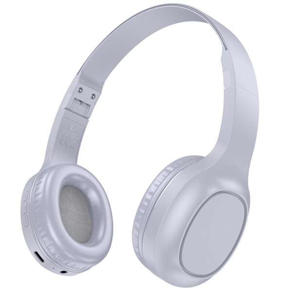 Наушники беспроводные HOCO W46 Charm полноразмерные, Bluetooth 5.3, коробка, серо-голубой