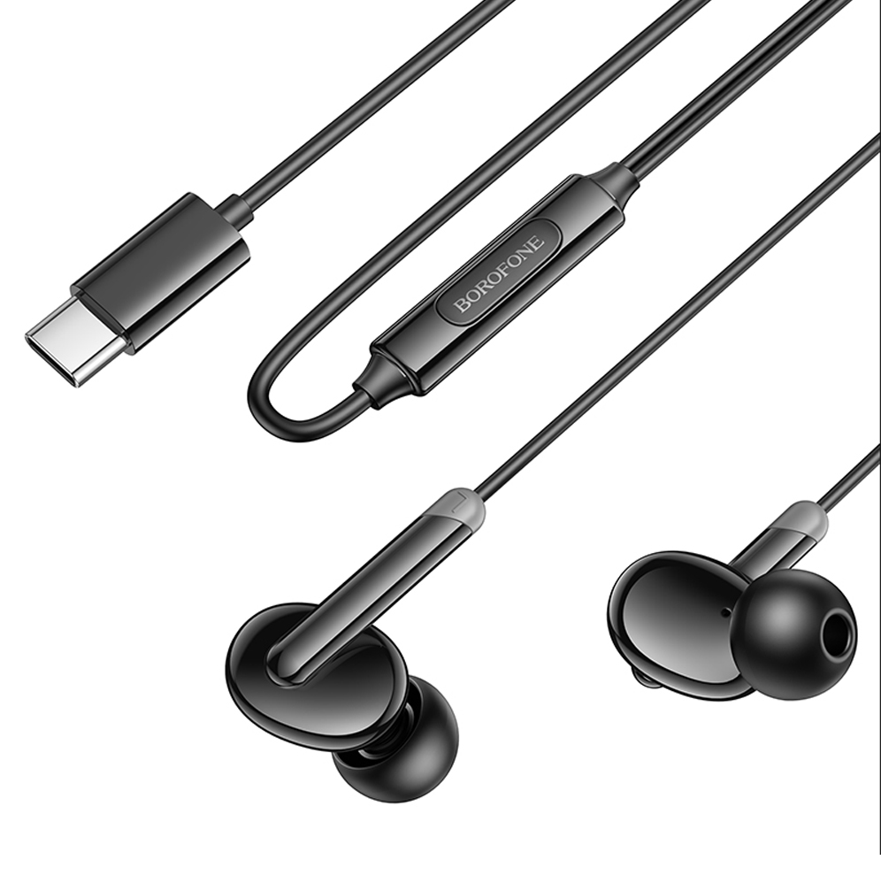 Наушники с микрофоном Borofone BM92 внутриканальные, кабель 1,2м, 3,5мм 4-pin Jack, кнопка черный