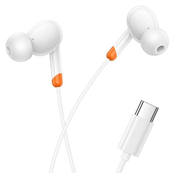Наушники с микрофоном Borofone BM92 (Type-C) внутриканальные, кабель 1,2м, Type-C, кнопка белый