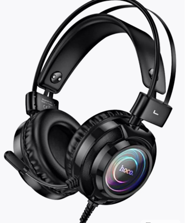 Наушники с микрофоном HOCO W110 полноразмерные, кабель 2м, 3,5мм 4-pin Jack, регулятор черный