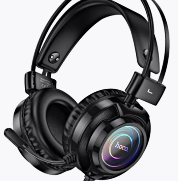 Наушники с микрофоном HOCO W110 полноразмерные, кабель 2м, 3,5мм 4-pin Jack, регулятор черный