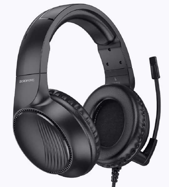 Наушники с микрофоном Borofone BO109 полноразмерные, кабель 1.2м, 3,5мм 4-pin Jack, регулятор черный