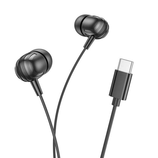 Наушники с микрофоном Borofone BM77 (Type-C) внутриканальные, кабель 1,2м, Type-C, кнопка черный