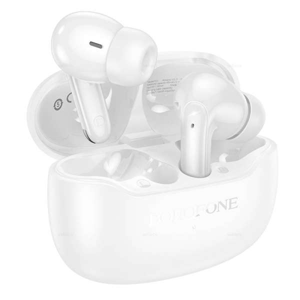 Наушники беспроводные Borofone FQ1 Shine внутриканальные, Bluetooth V5.4 кейс для хранения белый