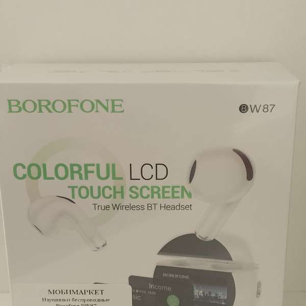 Наушники беспроводные Borofone BW87 внутриканальные, Bluetooth V5.4 сенсорный экран, кейс белый