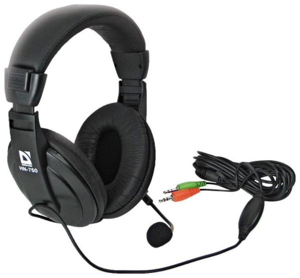 Наушники с микрофоном Defender "Gryphon" HN-750 полноразмерные, кабель 2м плоский, регулятор громкос